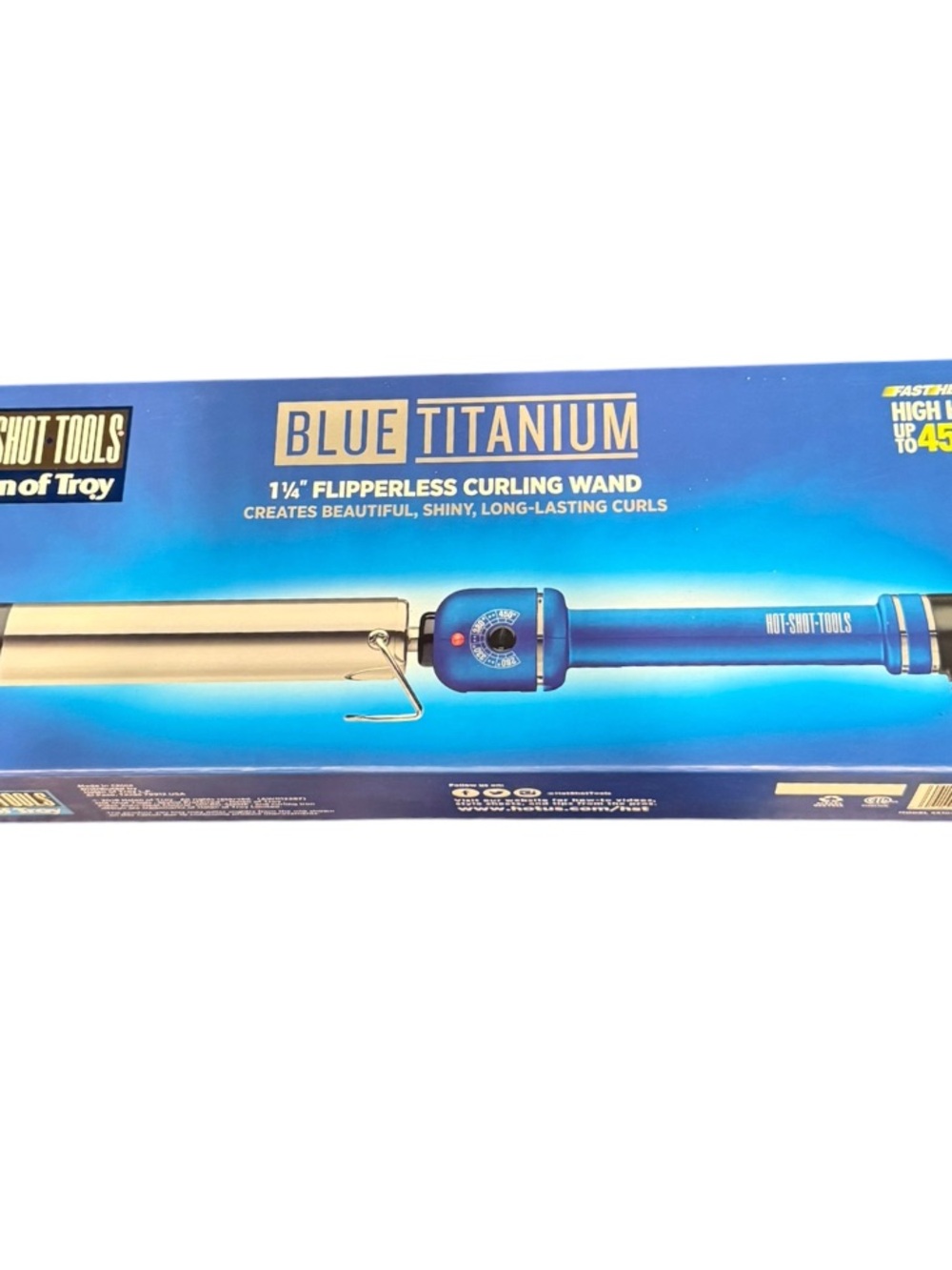 Hot Shot Tools Blue Titanium 1¼" Flipperless Curling Wand - Blue